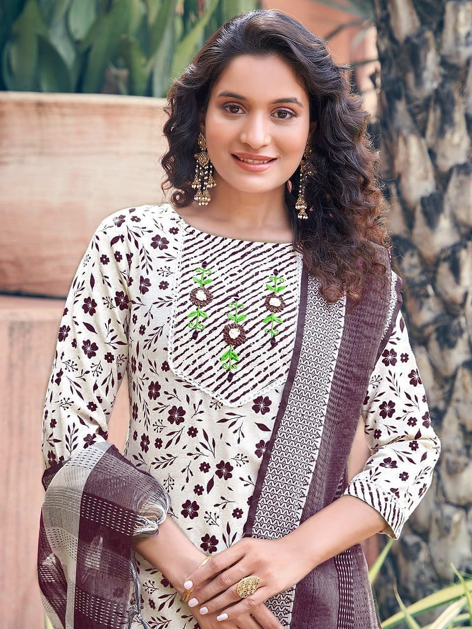 Keshav Printed Embroidery Cotton Kurti With Bottom Dupatta Wholesalers In Surat
